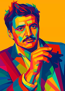 Pedro Pascal Colorful Pop Art Portrait