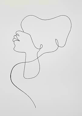 Minimalist Line Art Woman Portrait