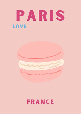 Paris France Macaron Pink Illustration