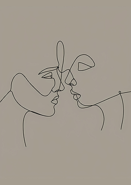 Minimalist Line Art: Two Faces