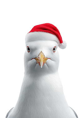 Seagull with Santa Hat