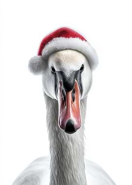 Swan Wearing Santa Hat