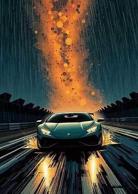 Lamborghini Huracan in the Rain