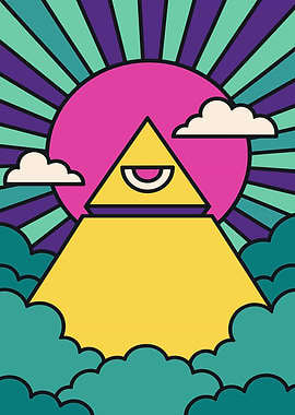 Psychedelic Pyramid Eye Illustration