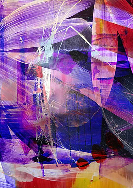 Abstract Painting with Purple and Blue