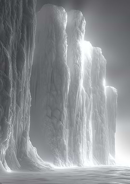 Monochrome Ice Cliffs Landscape