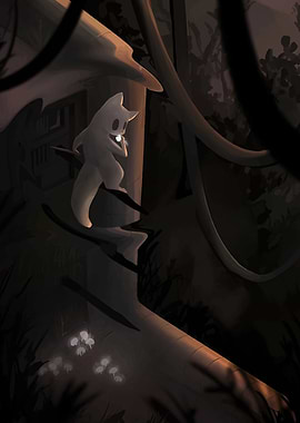 Glowing Spirit in Dark Forest