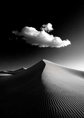 Monochrome Desert Landscape with Cloud