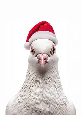 Pigeon wearing a Santa hat