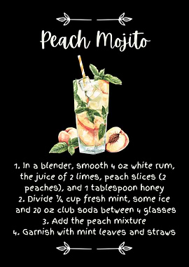 Peach Mojito Full Recipe Illustration