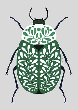 Decorative Green Beetle Illustration