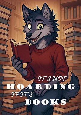 Furry Wolf Reading Books Illustration