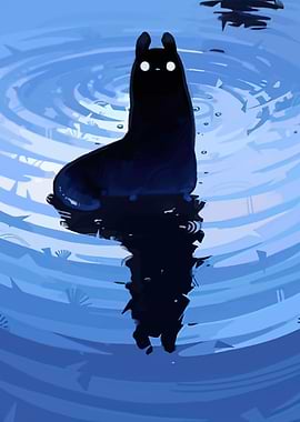 Black Creature in Blue Water