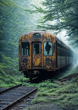 Abandoned Train in Forest