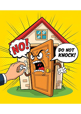 Angry Door Cartoon Illustration