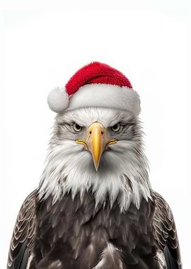 Bald Eagle with Santa Hat