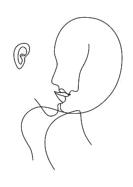 Minimalist Line Art: Couple Kissing