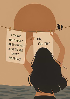 Inspirational Message with Birds and Sunset