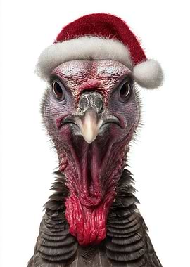 Turkey wearing a Santa hat