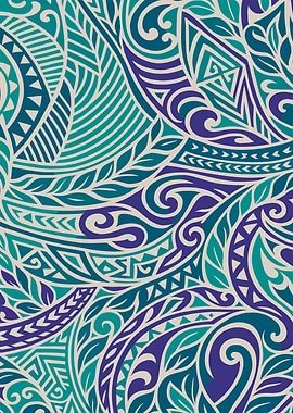 Tribal Pattern with Teal and Purple