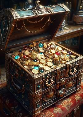 Treasure Chest Overflowing with Gold
