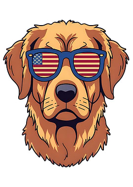 Dog with American Flag Sunglasses Humorous USA Animal Design