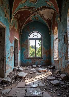 Abandoned Room with Arched Window