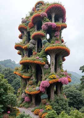 Floral Treehouse Fantasy Architecture