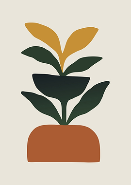 Abstract Potted Plant Illustration