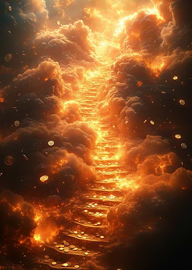 Stairway to Heaven in Fiery Clouds