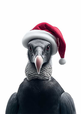 Andean Condor wearing a Santa hat