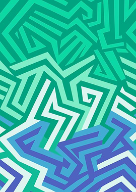 Abstract Geometric Pattern in Teal and Blue