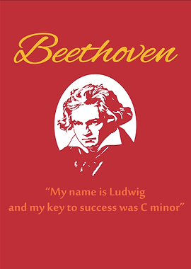 Beethoven Portrait with Quote on Red