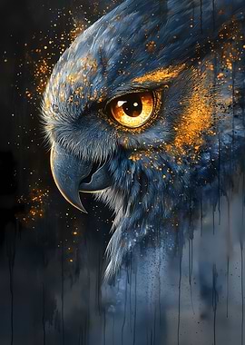 Blue Owl with Golden Eye