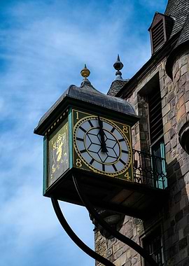 Edinburgh Clock Tower Against Blue Sky