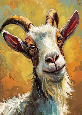 Smiling Goat Portrait Painting