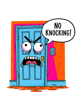 Angry Door Cartoon Illustration