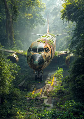 Abandoned Airplane in Jungle