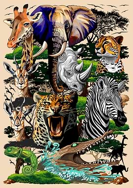 African Wildlife Collage
