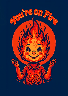 You're on Fire Cartoon Illustration