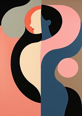 Abstract Portrait with Geometric Shapes