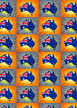 Australia Map Pop Art Pattern