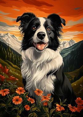 Border Collie in Mountain Landscape