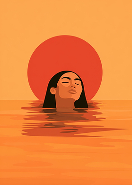 Woman in Water at Sunset