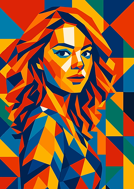 Emma Stone Geometric Portrait