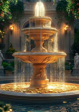 Golden Fountain in Courtyard