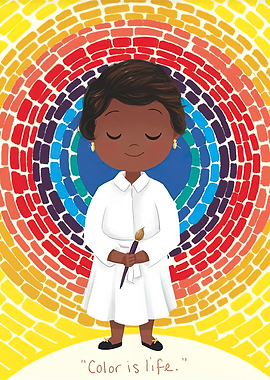 Alma Thomas Artist with Colorful Mosaic Background