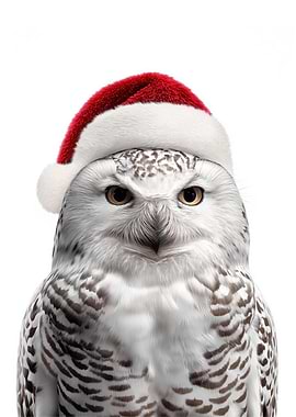 Christmas Snowy Owl Portrait