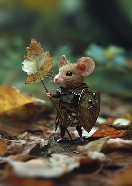 Mouse Warrior with Leaf Banner