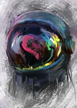 Abstract Astronaut Helmet Digital Painting